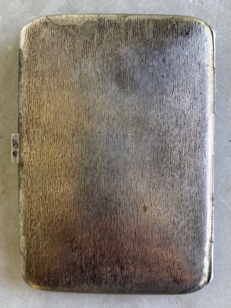 Antique Vintage 800 Hallmark Silver Cigarette Clamshell Case