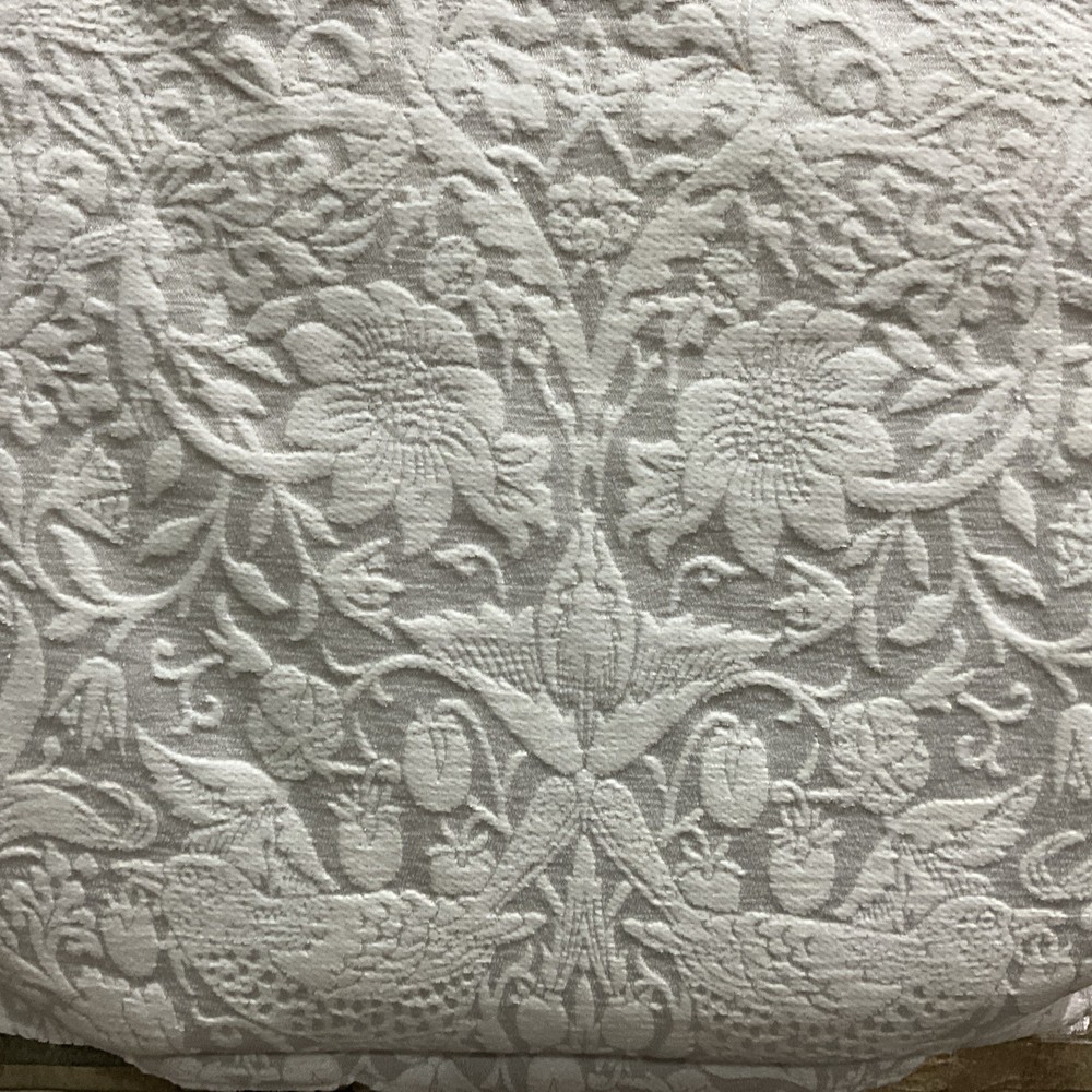 2pc Morris &Co STRAWBERRY THIEF Heavy Window Curtains Panel Drapes White Grey 84