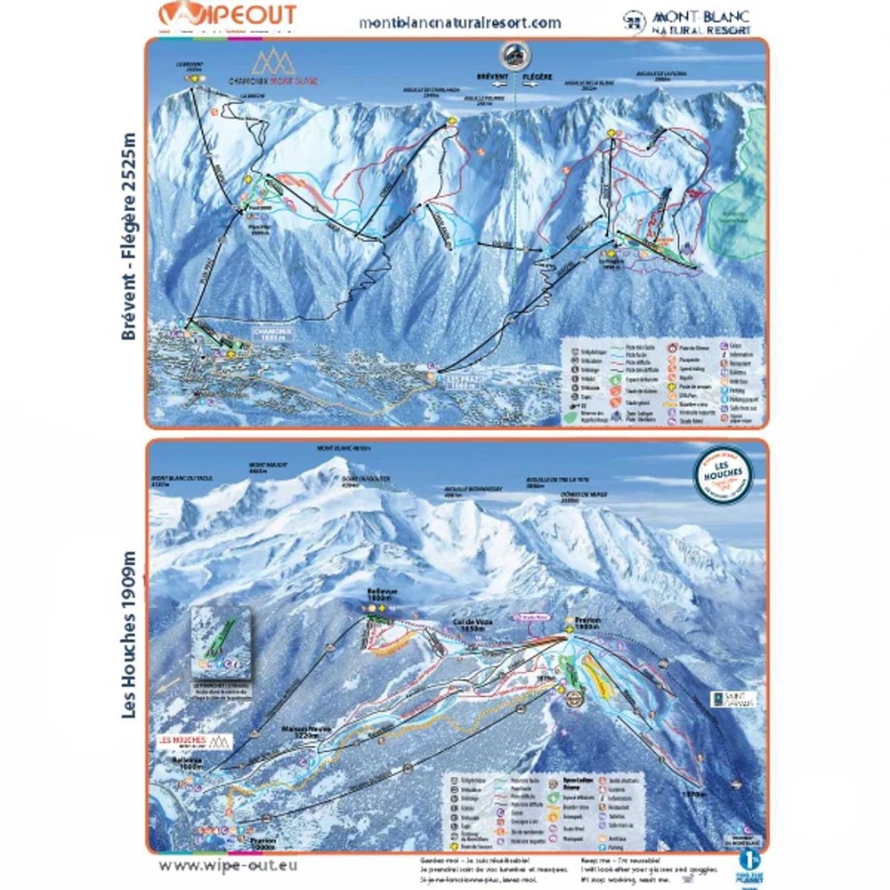 Wipeout Chamonix Piste Map Microfibre Goggle Cloth and Resort Map