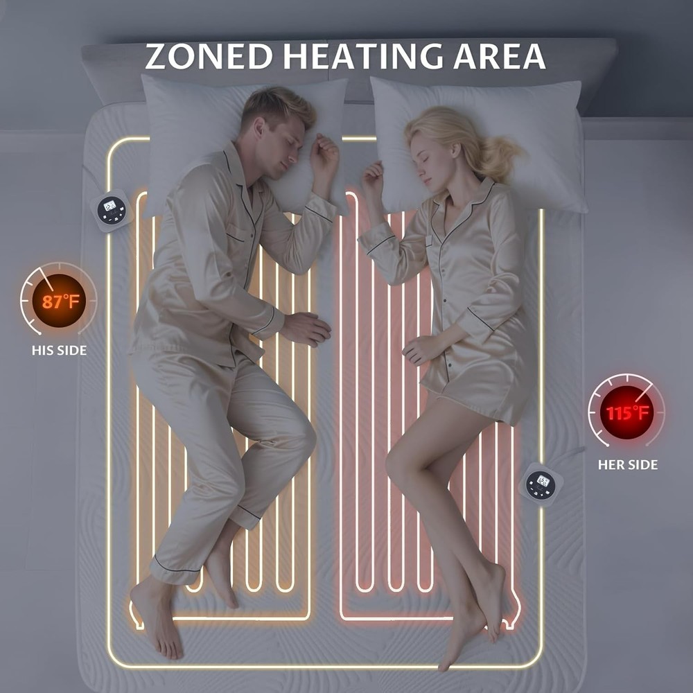 Queen Electric Heated Mattress Pad - Lighted Controls & Enhanced Safety Features