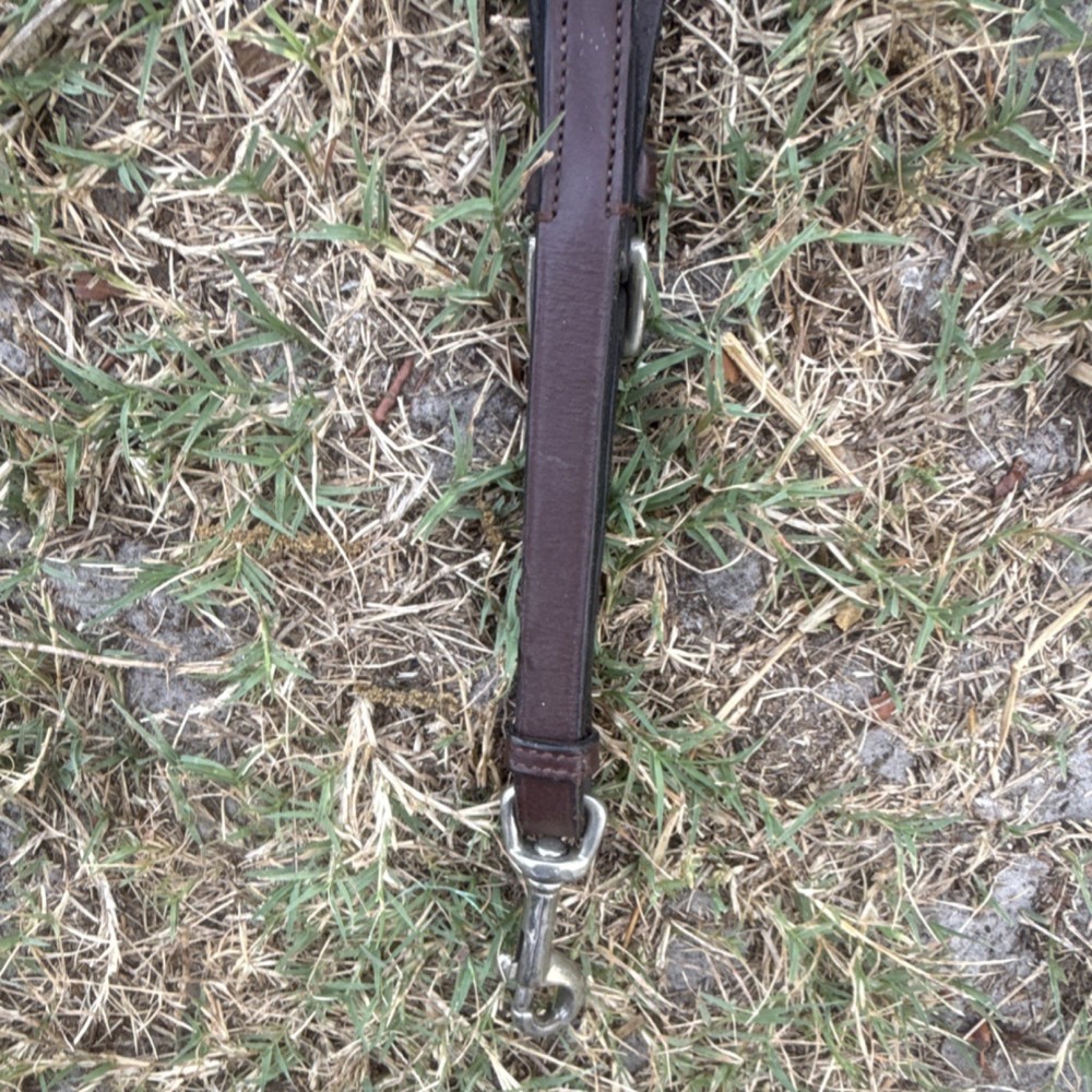 Brown Leather Western Horse Training Fork with Silver Hardware