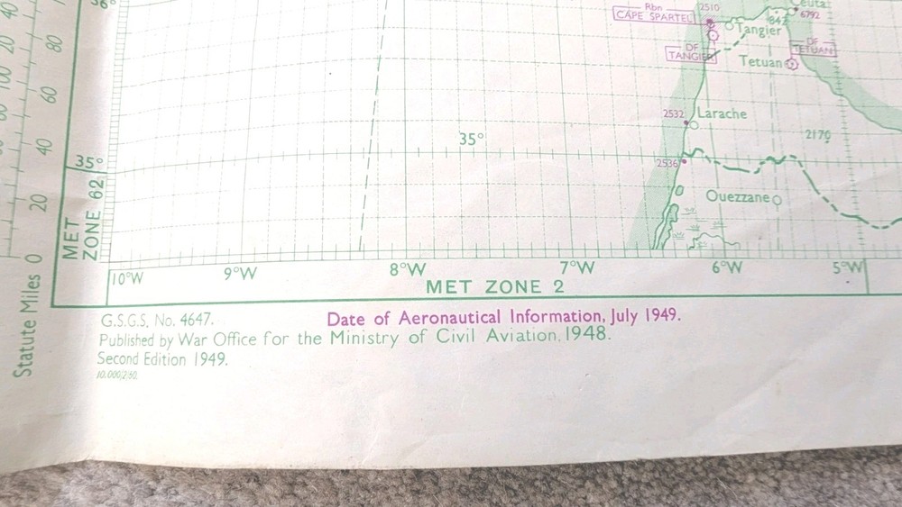 Original War Office Plotting map London-Gibraltar-Malta 1949 With Ops Markings 2