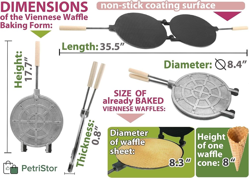 Waffle Maker Round Form Non-Stick Waffle Cone Maker