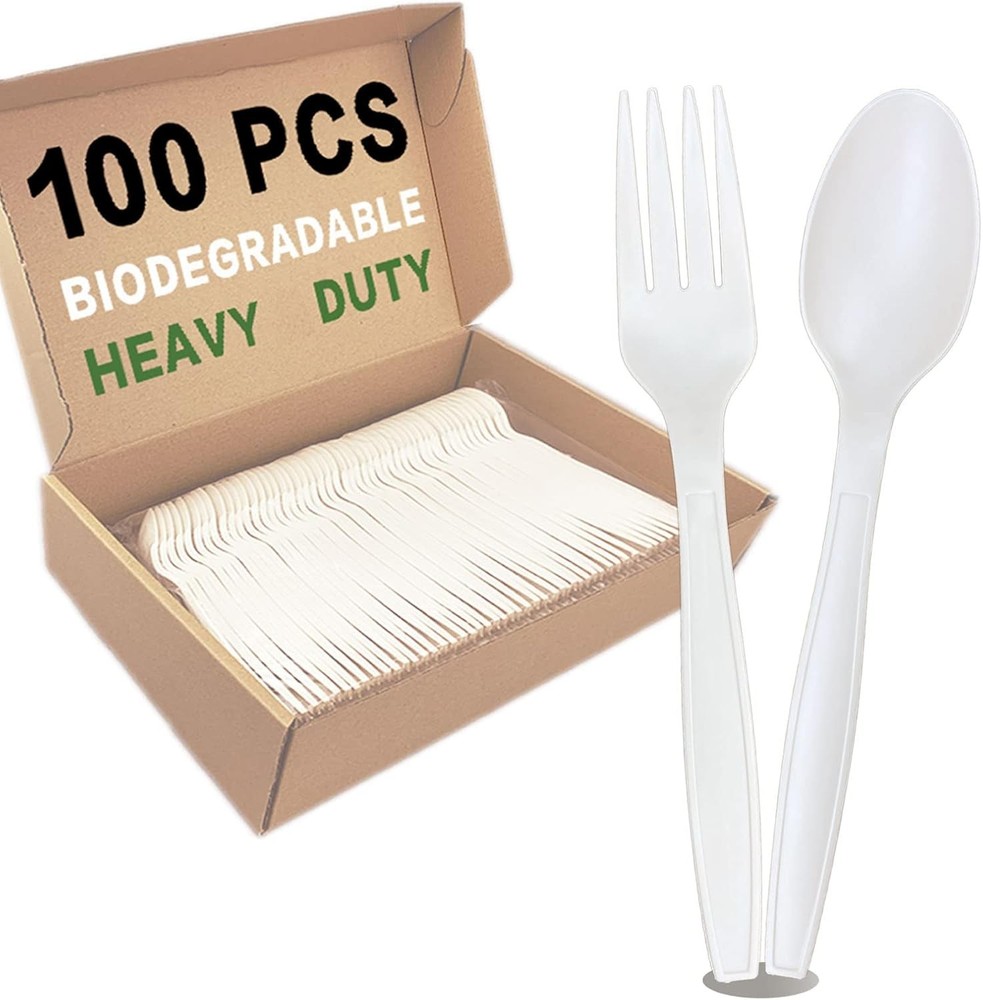 postable Biodegradable Utensils Disposable Cutlery Set Cornstarch