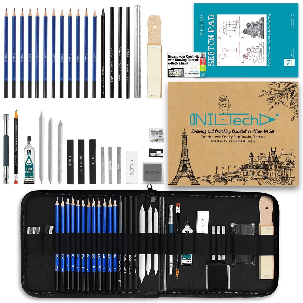 NIL TECH 37-Piece Premium Shading Pencils for Drawing, Include Exclusive Tuto...