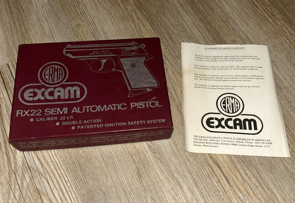 Erma Excam EMPTY BOX With Instructions .22 lr Cutout