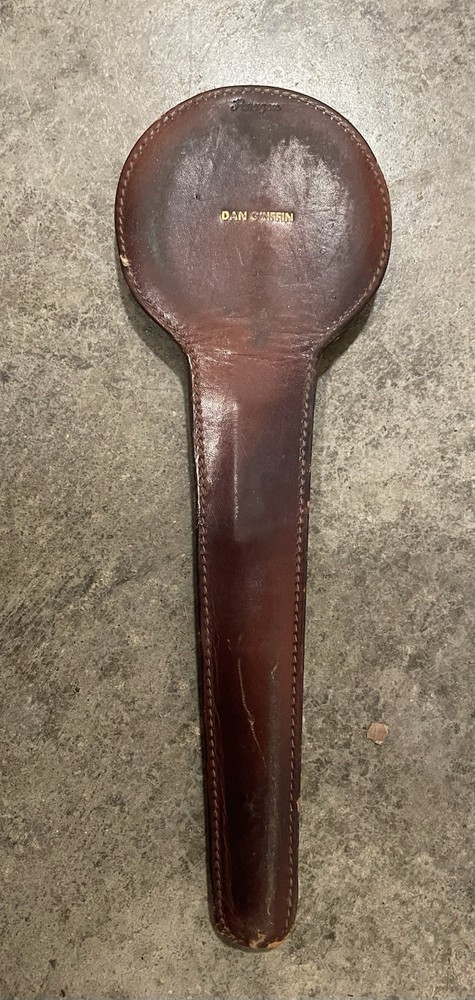 Chrome Half Moon Handle Scissors With Floral Design Leather Case