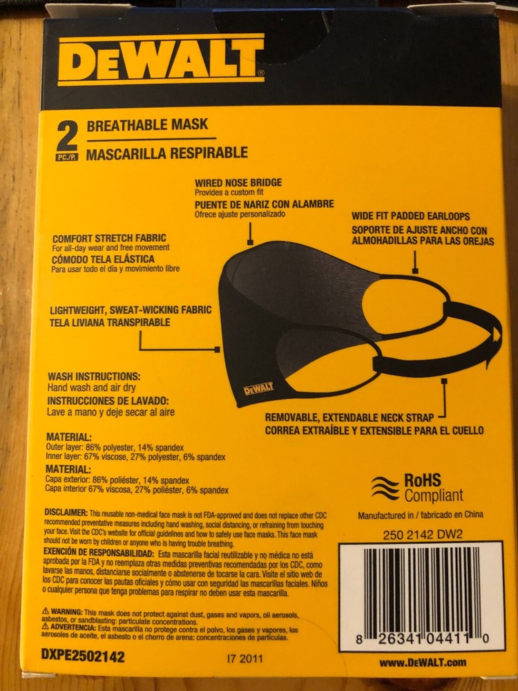 Dewalt ​Reusable Cooling ​Face ​Masks 2 Pack Woodworking Shop Sanding