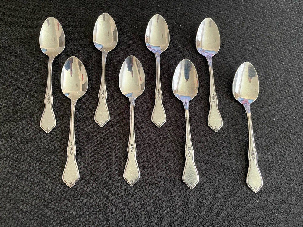 Oneida Stainless Burnished Teaspoons Lot Of 8