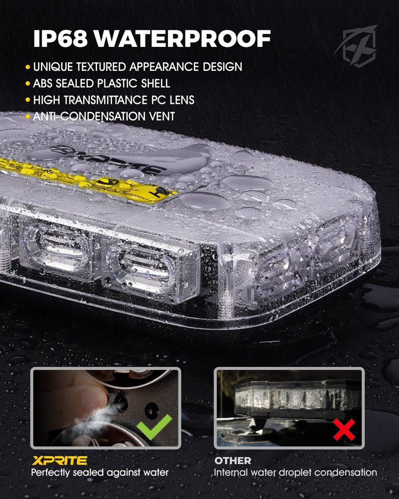 Hazard Warning LED Strobe Bundle Amber White Roof Magnet Windshield Visor Light