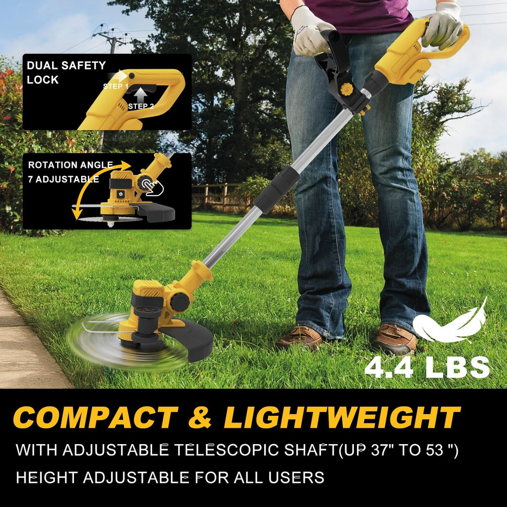 Brushless Cordless Weed Wacker for Dewalt 20V Max Battery (Tool Only), Electric