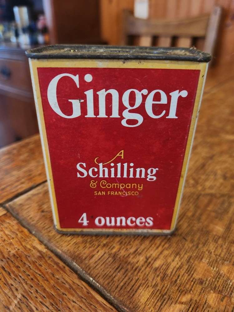 Vintage Schilling spice Tin  ginger 4 ounces