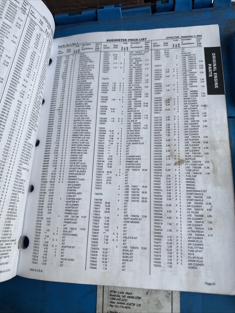 2004 Tecumseh Price List Catalog