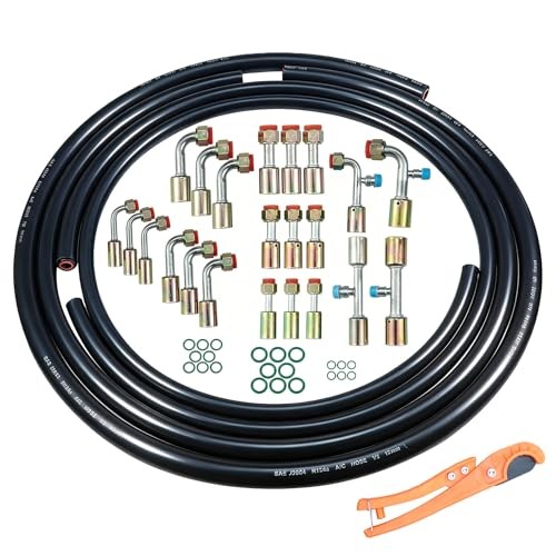 26Pcs AC Hose Kit, 6.5Ft Air Conditioning Hose and Fitting Kit - Includes