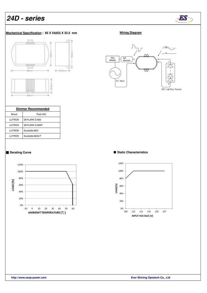 ES DIMMABLE Constant Current LED Electronic Power Supply Driver 700mA 16-36V,24W