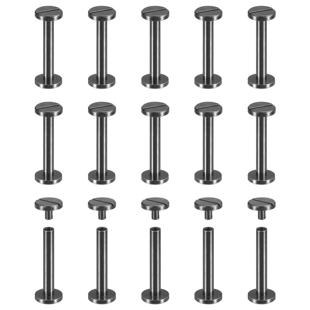 25Pack Brass Chicago Screws, 25x10mm Post Nail Stud Rivets, Black