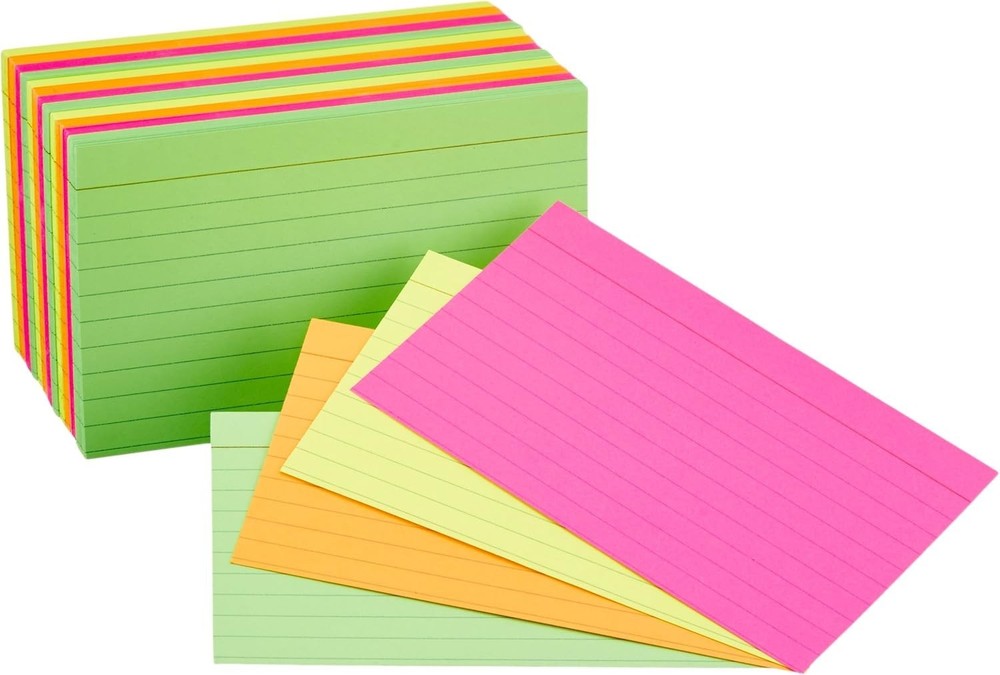 Ruled Index Flash Cards for Studying and Note Taking, Color Coding, Assorted ...