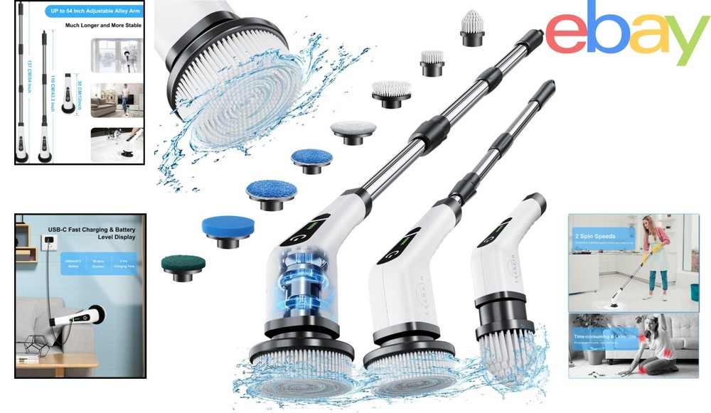 Extendable Spin Scrubber with Stainless Steel Handle for Versatile Cleaning