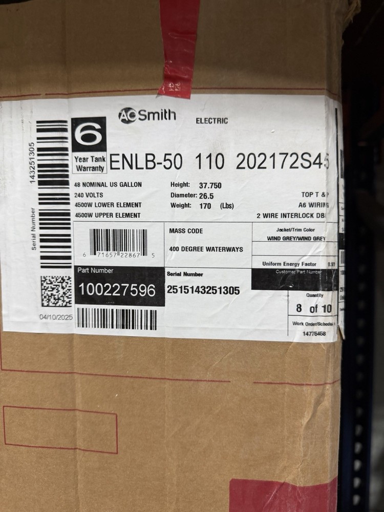 AO Smith ENLB-50 110 202173S45 Gallon Residential Electric Water Heater