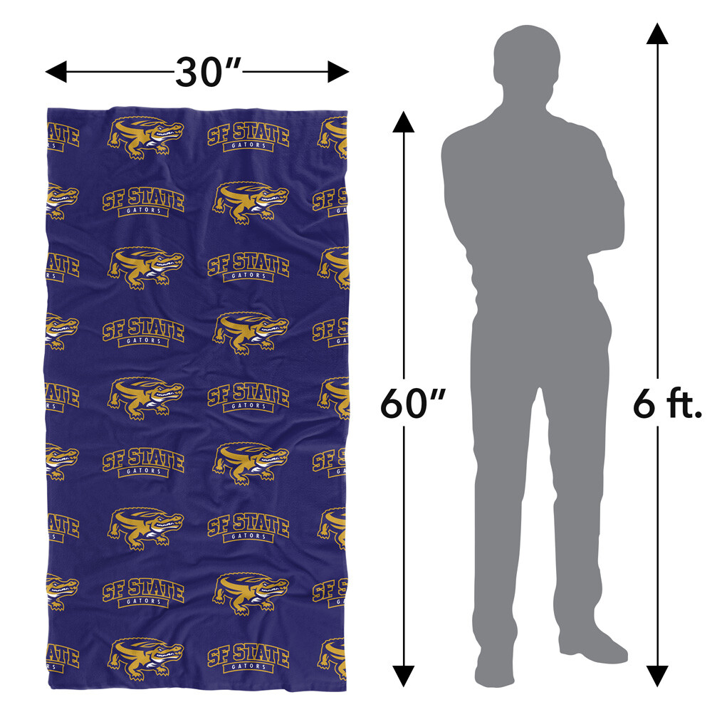 San Francisco State University Beach Towel/Bath Towel, 30"x60" Logo Pattern