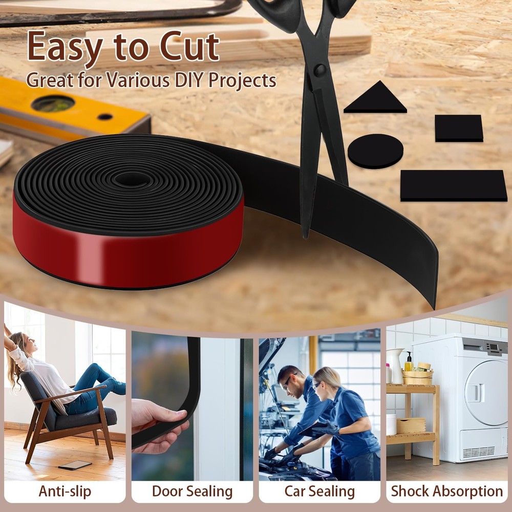 Neoprene Rubber Strips 1" Wide X 1/8" Thick X 115" Long Adhesive Solid Rubber...