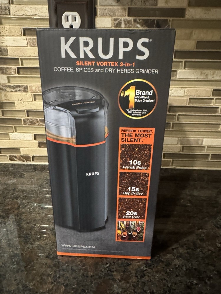 KRUPS GX332850 Silent Vortex 3-in-1 Coffee Spice and Herb Grinder
