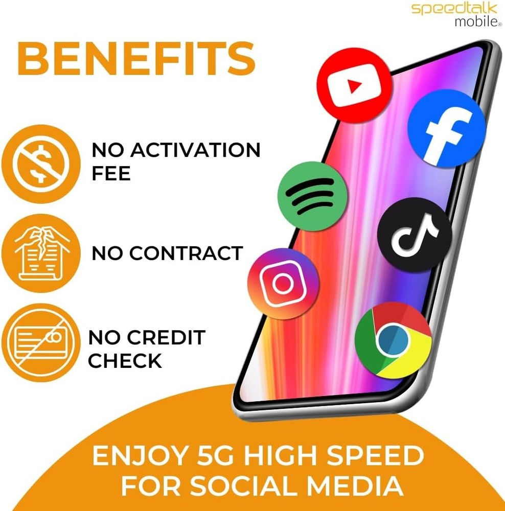 SpeedTalk Mobile SIM Card Starter Kit, Smartphone Cell Phone, GPS Tracker...