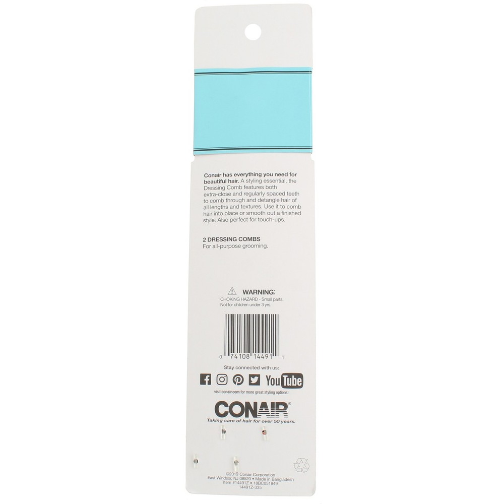 3 Pack Conair Smooth & Style Hair Combs, 2 Ct