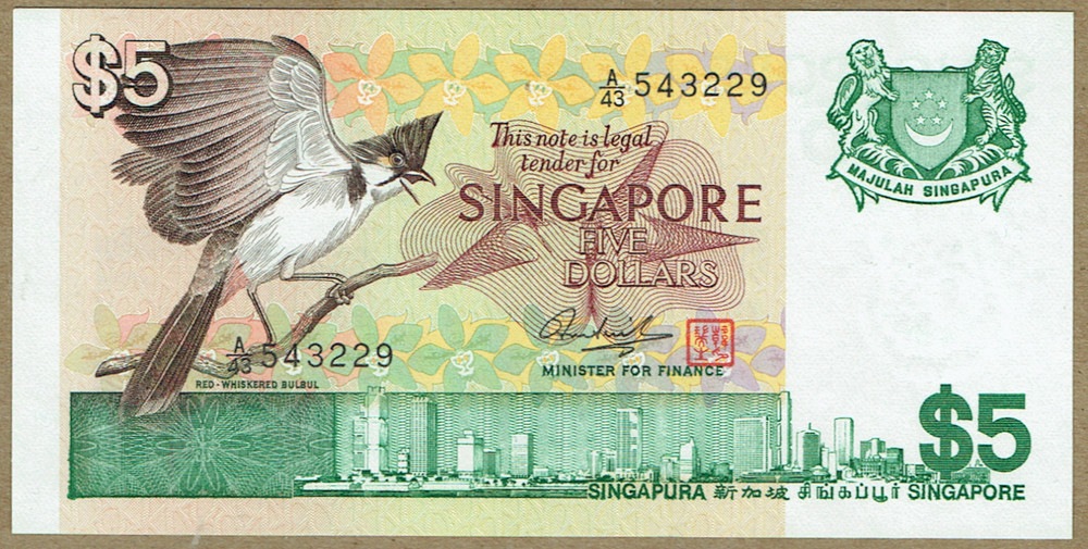 SINGAPORE ND(1976) $5 & $1 (PICK#10 & 9) CH CU