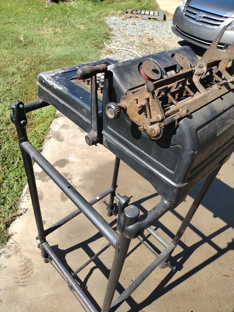 Vintage Antique Burroughs Adding Machine with Stand