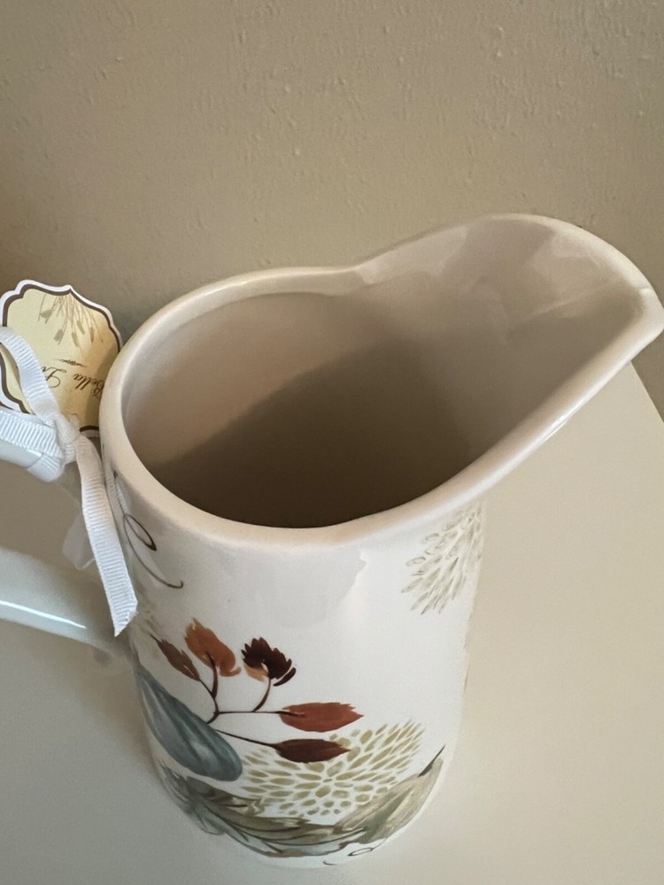 New Potter's Studio Fall Pumpkin Autumn Leaves Ceramic Beverage Pitcher