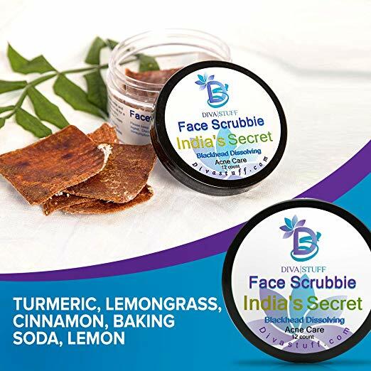 Diva Stuff India's Secret Blackhead Dissolving Face Scrubbies w/Tumeric 12 pack