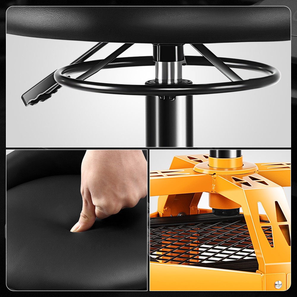 330lbs Adjustable Height Mechanics Rolling Seat Creeper Garage Stool Work Chair