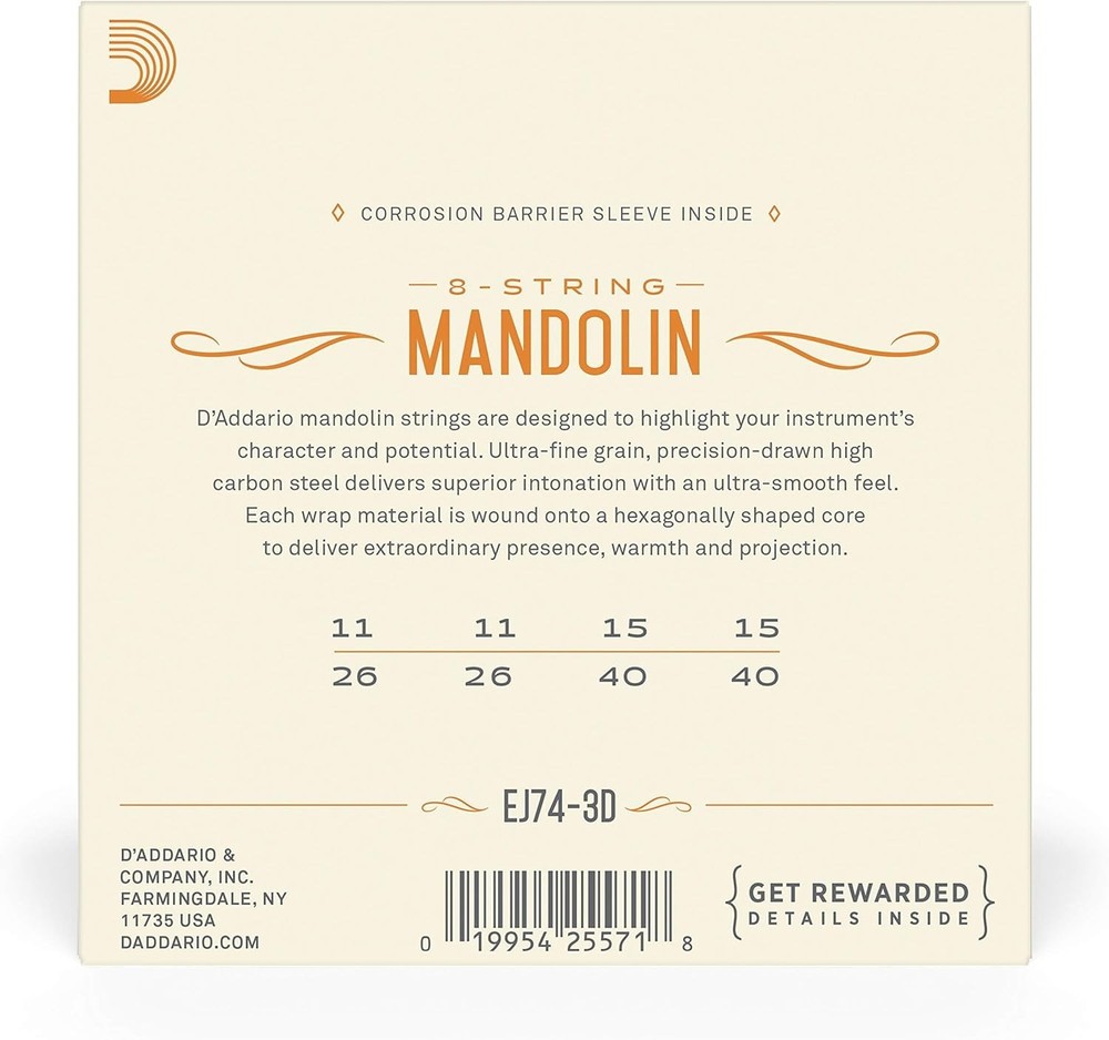 Phosphor Bronze Mandolin Strings, Pack of 3
