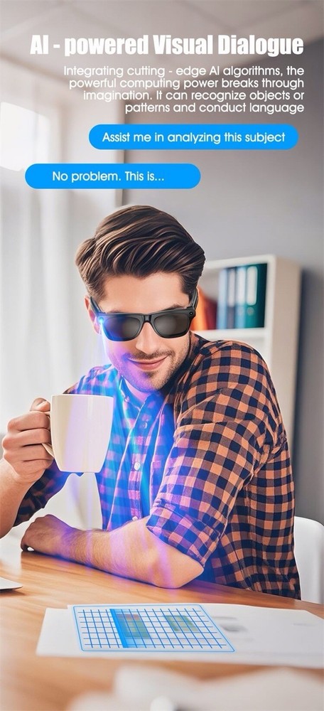 XK One Pro AI Smart Glasses HD Camera Bluetooth Touch Control LED Flashlight