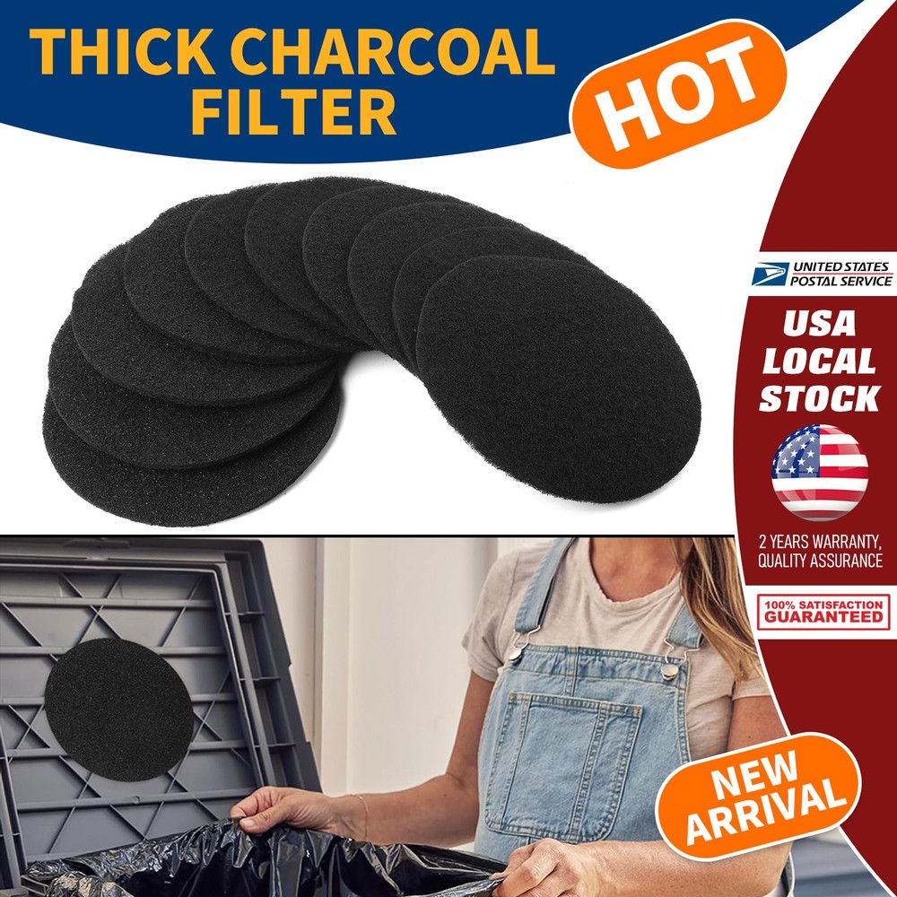 10 Pcs Extra Thick Charcoal Filters for Kitchen Compost Bins Activated Carbon