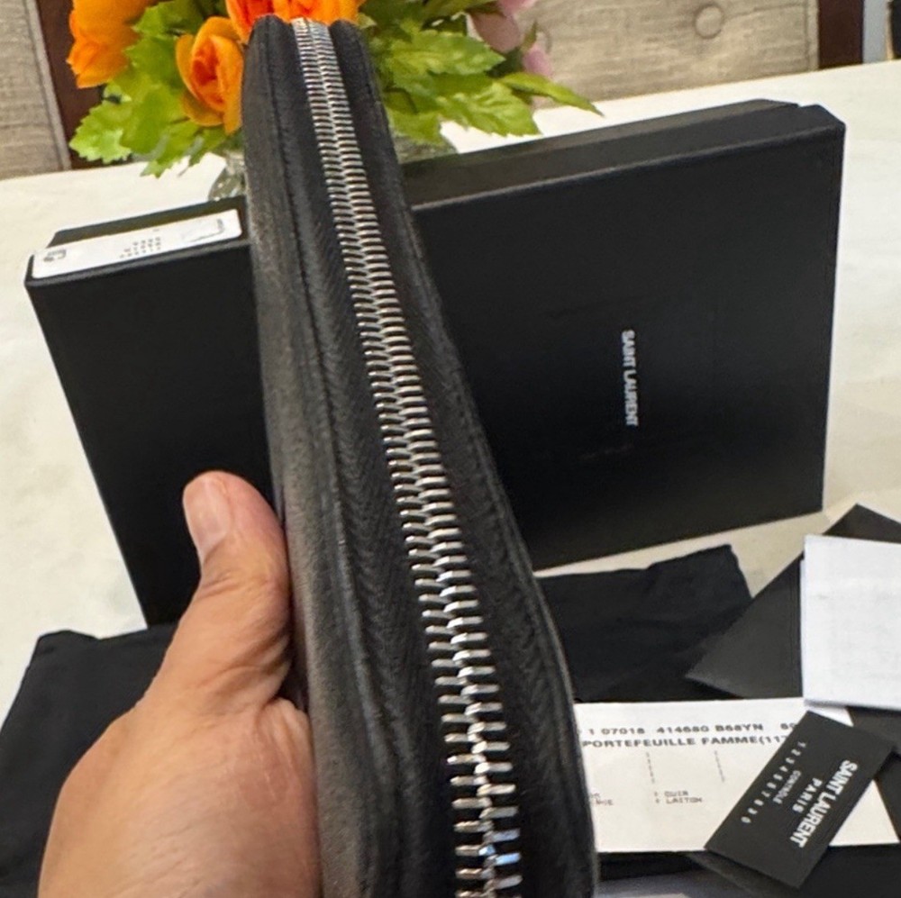 Authentic Saint Laurent Black Zip-Around Wallet