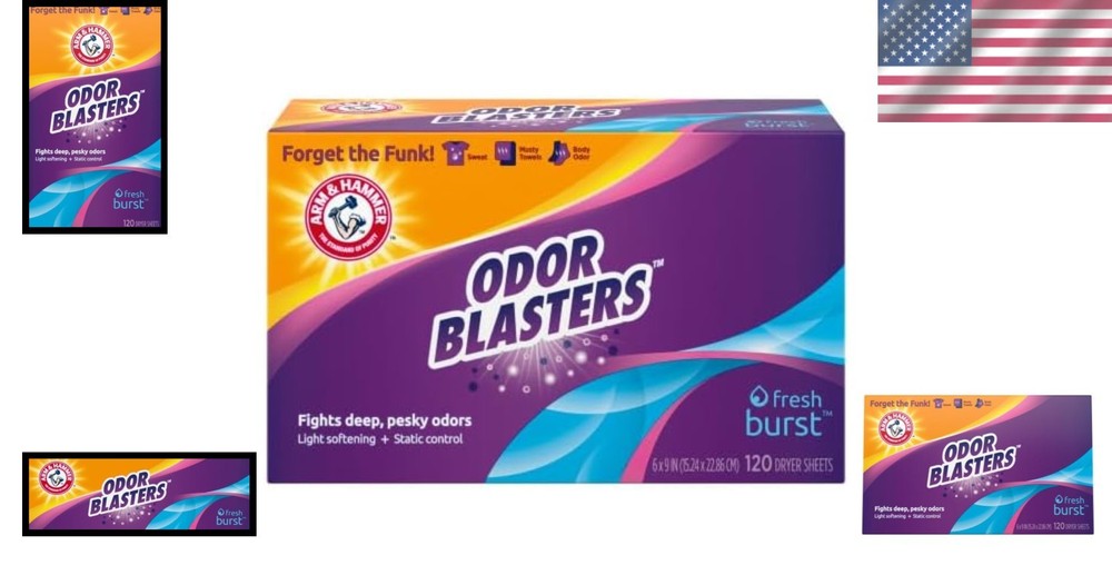 Odor Blaster Dryer Sheets - Fresh Burst, 120 Count for Softness & Static Control