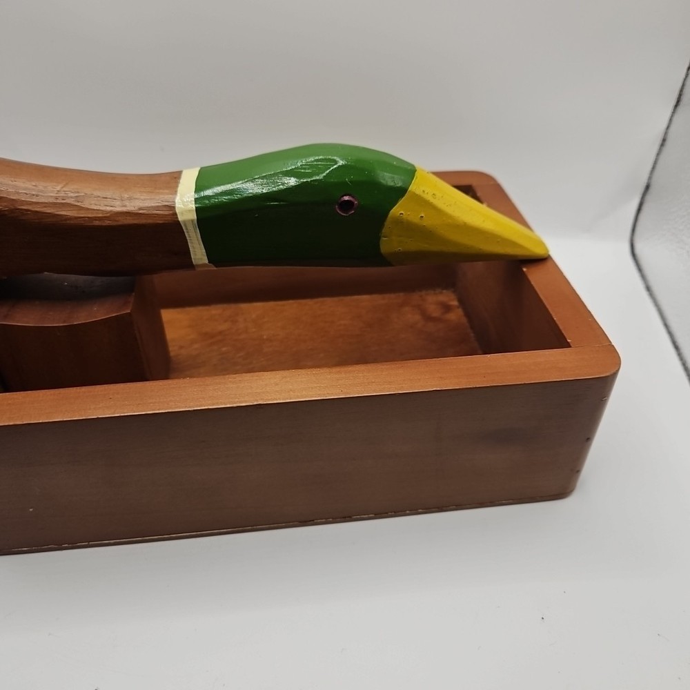 Diamond Nutcracker Vintage Mallard Painted Duck Wooden Rustic Box Nut Cracker