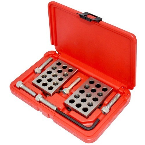 1 2 3 Blocks SET Precision Tri-Blocks Setup Work Holding 3/8-16 Plastic Case
