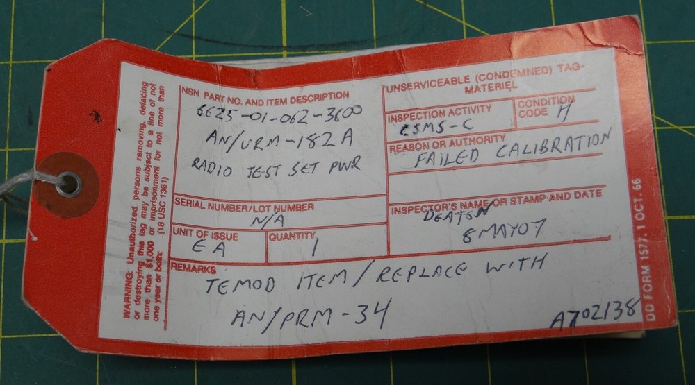 RF Radio Frequency Power Test Set AN/URM-182 A