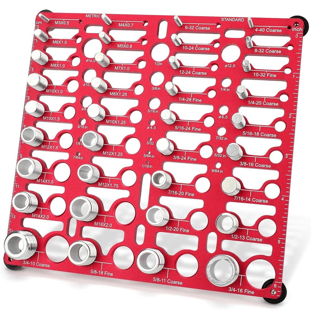 55 Thread Checker, Nut and Bolt Thread Checker Standard and 52 Gauge Red