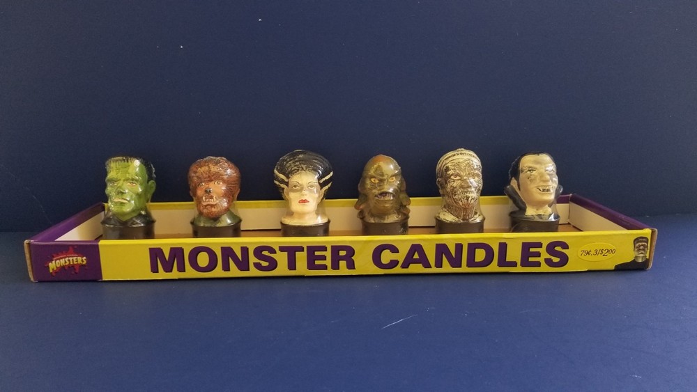 6 UNIVERSAL MONSTERS TEA CANDLES DRACULA WOLFMAN CREATURE FRANKENSTEIN DISPLAY