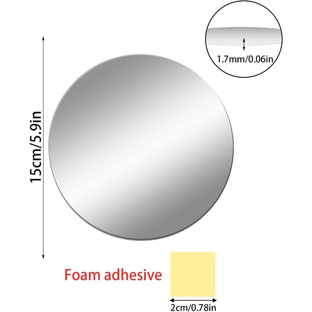 Self Adhesive Round Mirror Tile 6 Inch Circle Mirror Sticker for DIY Crafts