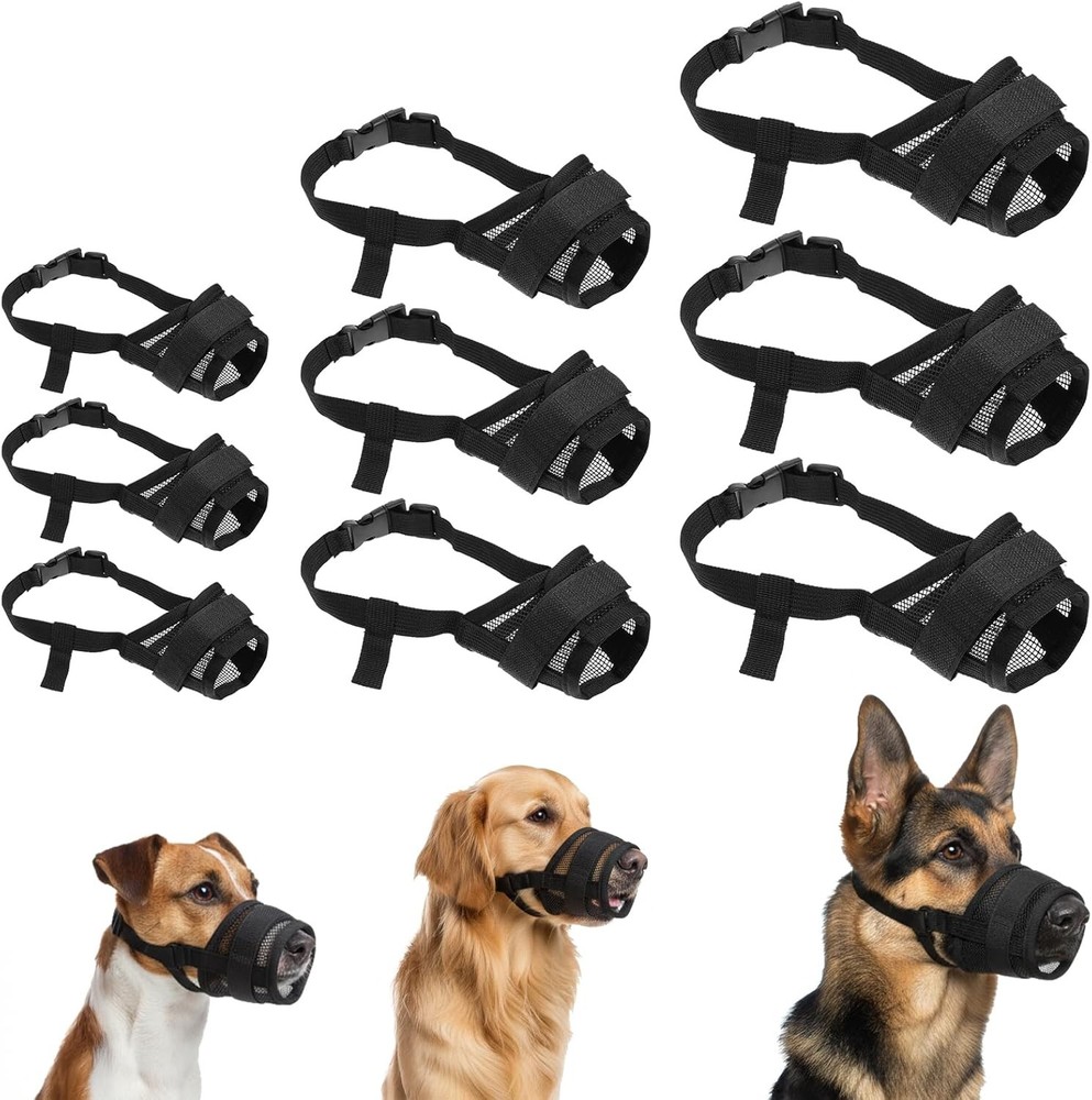 Dog Muzzle Set Small Medium Large Dogs Breathable Mesh Guard Anti-Biting Chewing