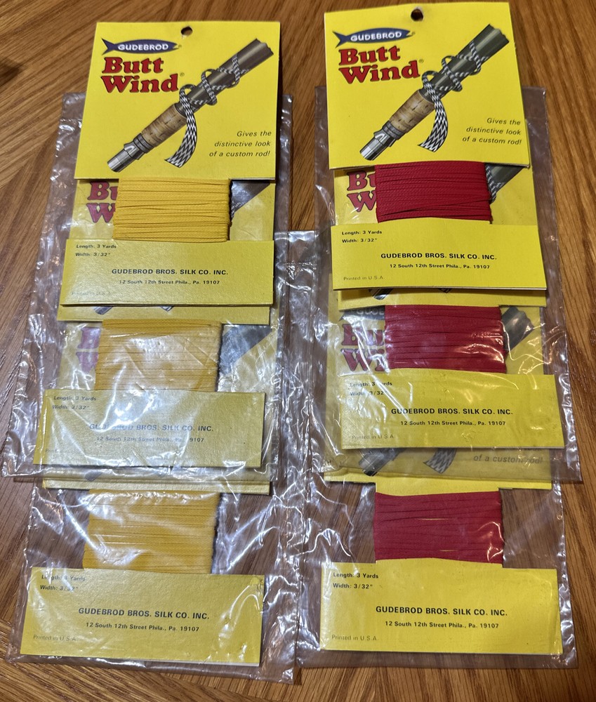 6 Vintage Gudebrod Butt Wind 3 Yellow 3 Red