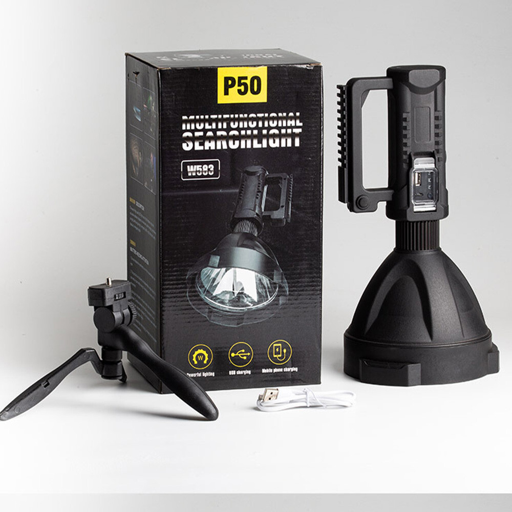 Super Bright LED Searchlight Portable Rechargeable Spotlight Handheld Flashlight