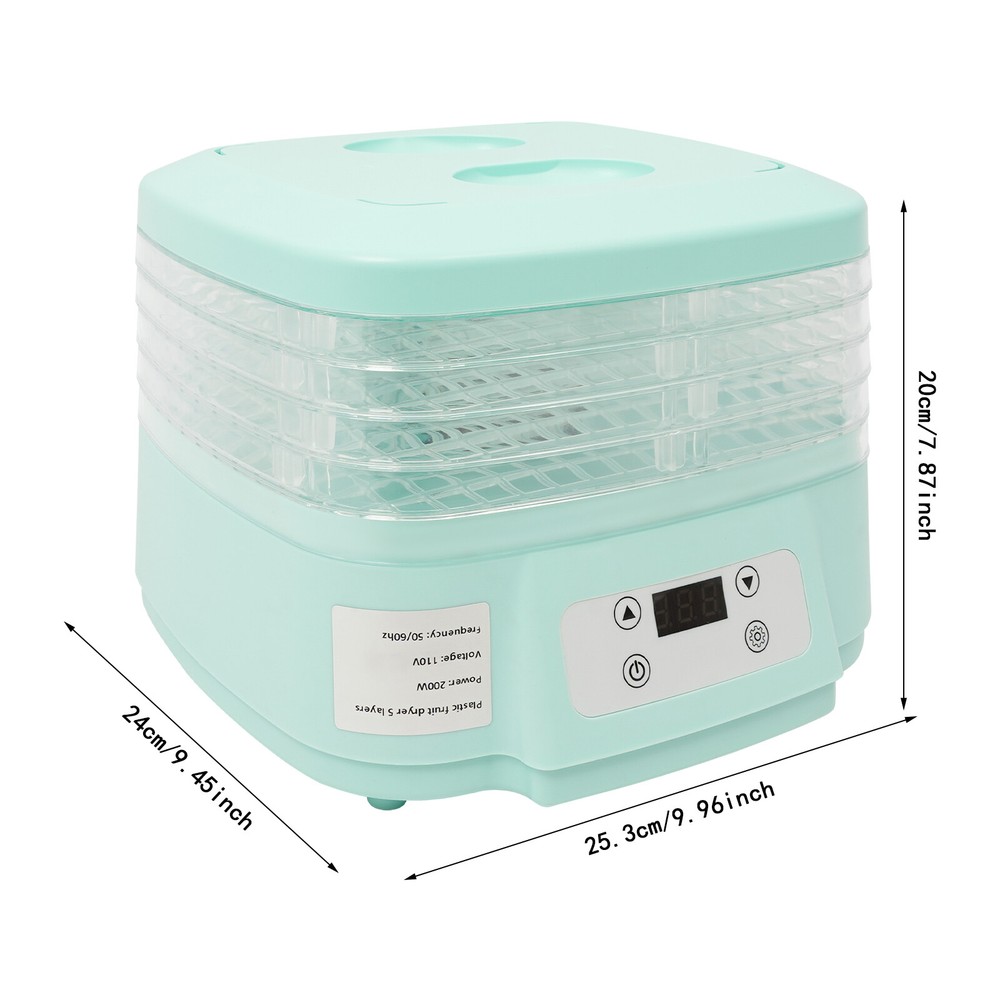 5 Trays Food Dehydrator Machine 200W Adjustable Timer Fruit Drying Machine ABS