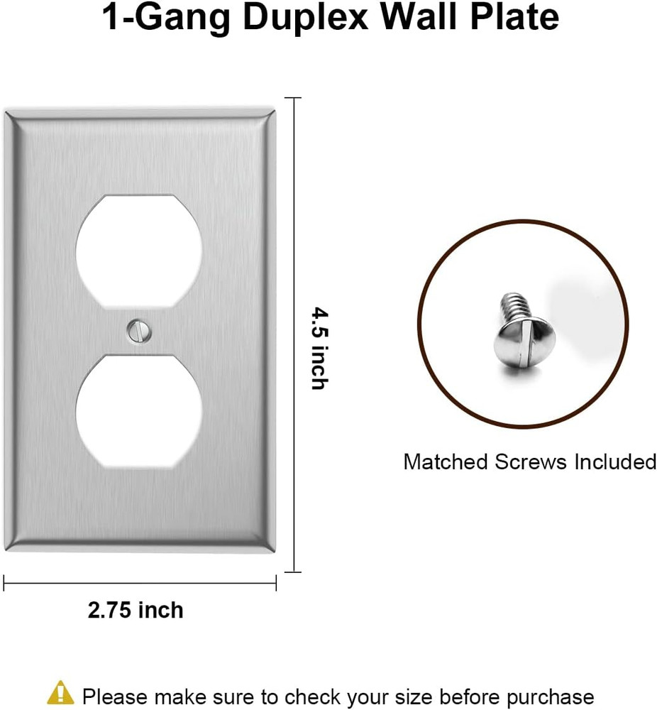 4-Pack Single Duplex Wall Switch Plate Outlet Cover - Stainless Steel Decorator