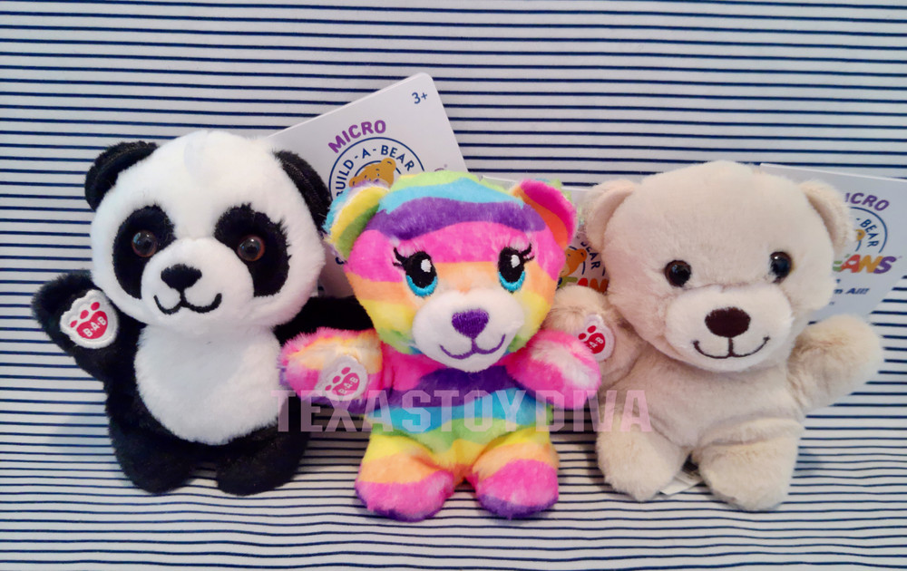 Build-A-Bear Workshop Micro Mini Beans 4" Plush Panda Rainbow Happy Bear -READ-